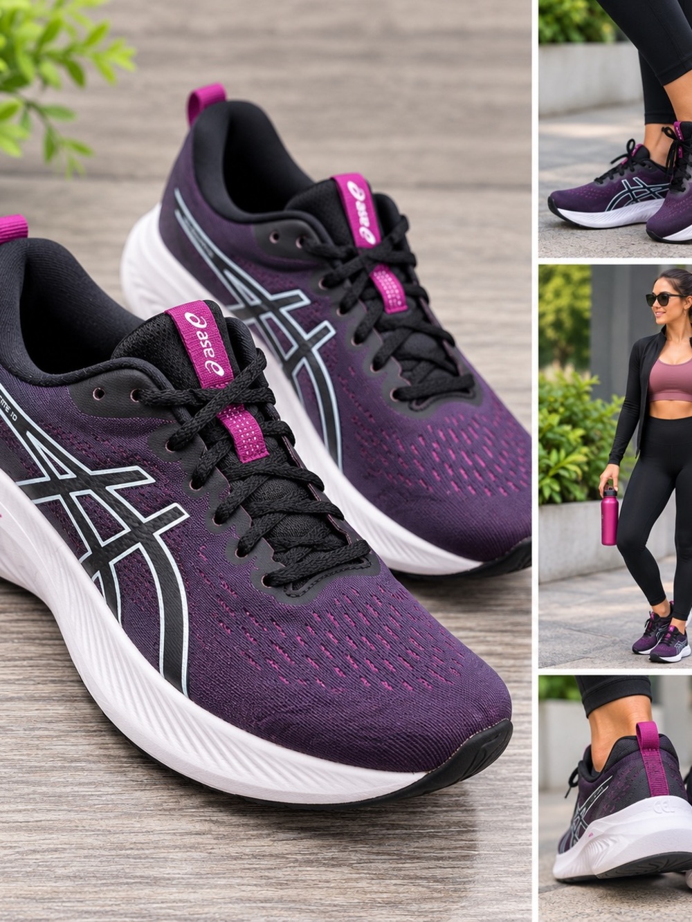 Asics Gel Excite 10 Women’s Size 9.5 Black/ Purple/Aquamarine Sneakers Running